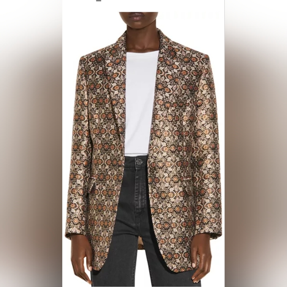 Sandro Ayan Metallic Jacquard Blazer